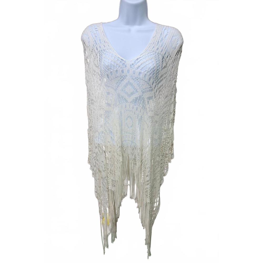 NEW BIJORCA women's crocheted shawl in beige